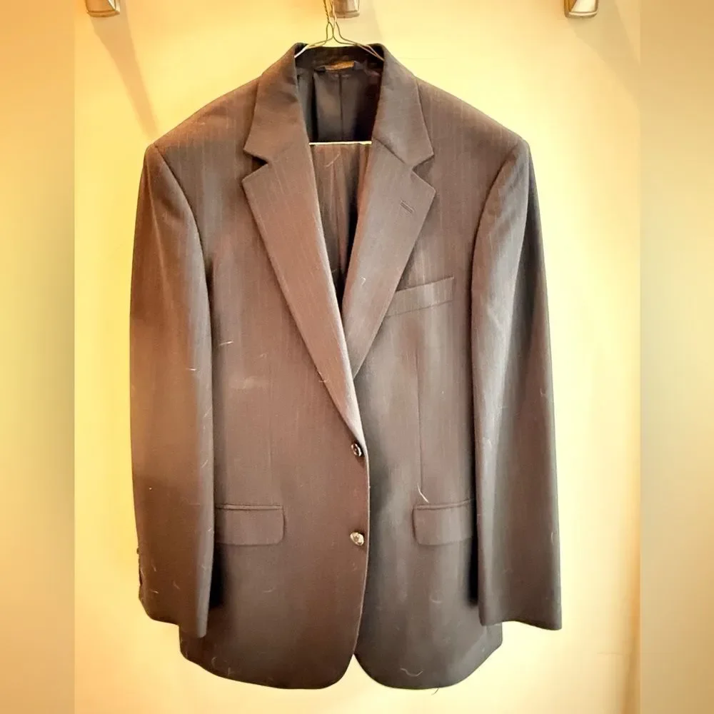 Brooks Brother 346 Men's Black Pinstripped Suit Blazer and Pants